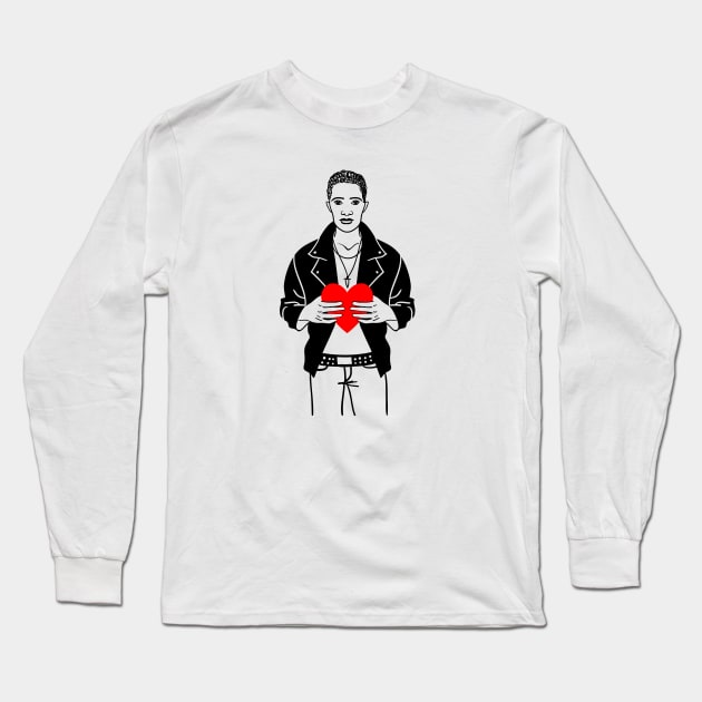 Stylish guy in a jacket with big heart Long Sleeve T-Shirt by fears